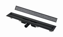 Odpływ podłogowy niski z rusztem PURE 30 cm czarny mat Alcadrain APZ101BLACK-300+PURE-300BLACK