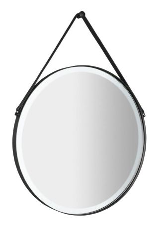 Przejdź do produktu ORBITER okrągłe lustro z oświetleniem LED ze skórzanym paskiem, ø 60cm, czarny mat