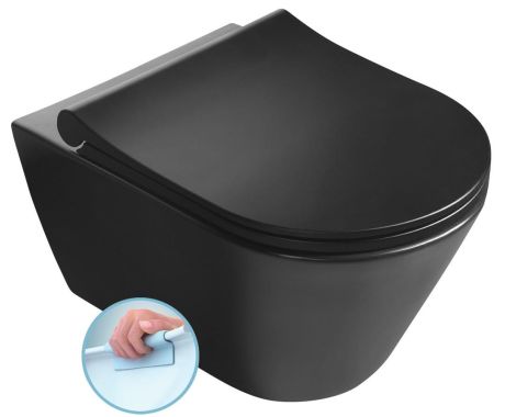 Przejdź do produktu AVVA WC wiszące, Rimless, 35,5x53cm, czarny mat