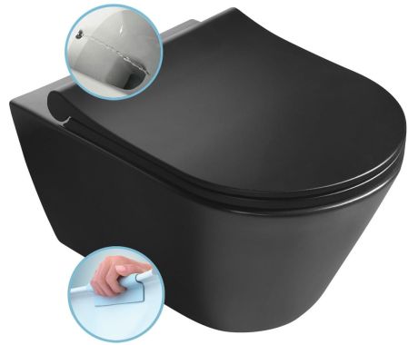 Przejdź do produktu AVVA CLEANWASH WC wiszące z funkcją bidetu, Rimless, 35,5x53cm, czarny mat
