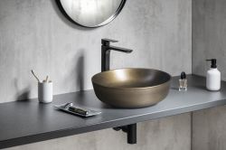 PRIORI umywalka ceramiczna nablatowa, średnica 41,5 cm, brąz