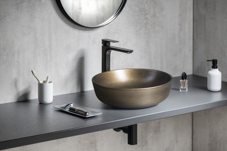 PRIORI umywalka ceramiczna nablatowa, średnica 41,5 cm, brąz