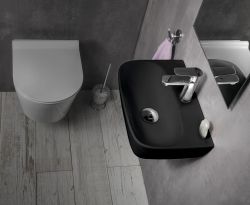 NERISSA umywalka ceramiczna 41,5x12,5x28,5 cm, czarny mat