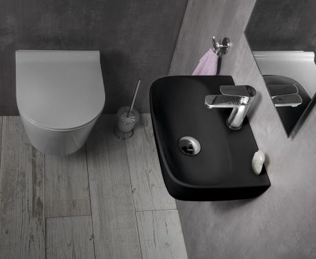 Przejdź do produktu NERISSA umywalka ceramiczna 42x29cm, czarny mat