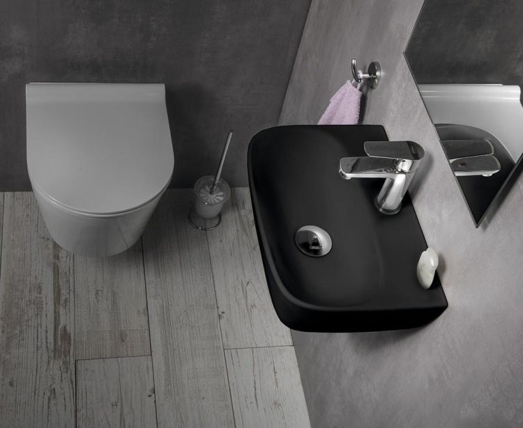 NERISSA umywalka ceramiczna 41,5x12,5x28,5 cm, czarny mat