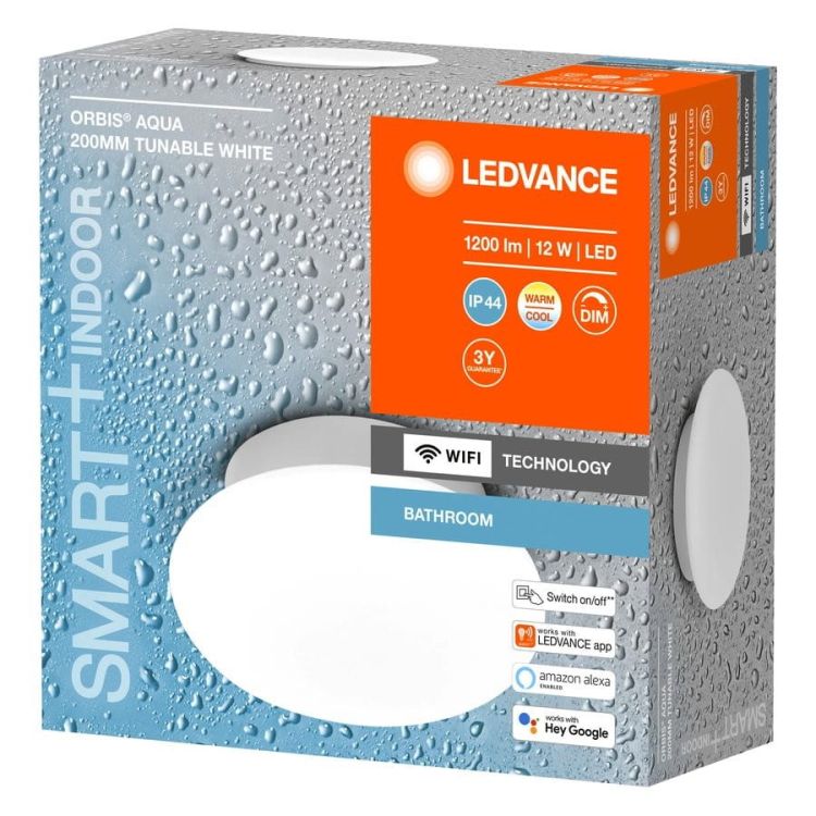 ORBIS AQUA lampa sufitowa łazienkowa IP44, średnica 200mm, WIFI sciemniana+zmiana barwy światła, 1200lm, 12W