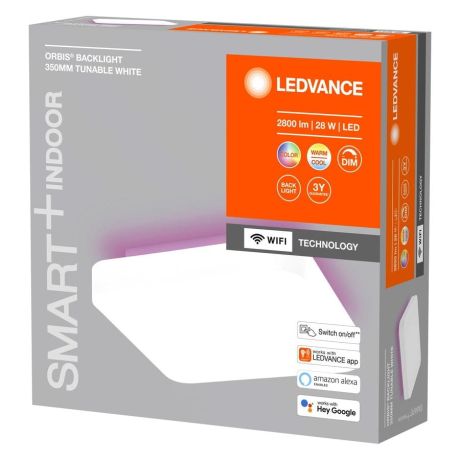 Przejdź do produktu ORBIS BACKLIGHT lampa sufitowa, 350x350mm, WIFI RGB + ściemnianie, 2800lm, 28W, IP20, biały