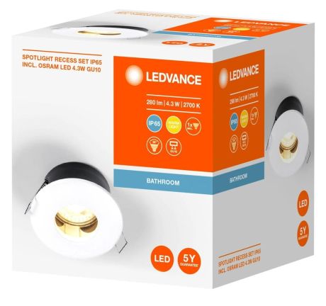 Przejdź do produktu SPOTLIGHT oświetlenie sufitowe łazienkowe, ø 85mm, GU10, 4,3W, 230V, IP65, biały