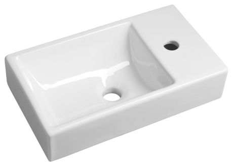 Przejdź do produktu MINOS umywalka ceramiczna 45x26cm, bateria z prawej strony, biała