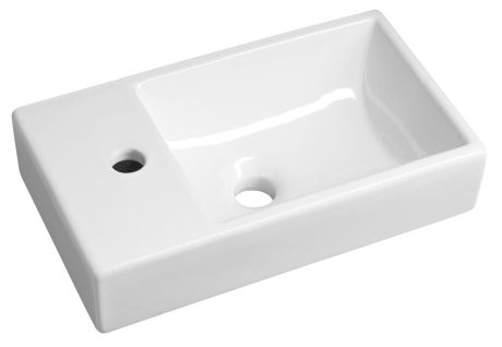 Przejdź do produktu MINOS umywalka ceramiczna 45x26cm, bateria z lewej strony, biała