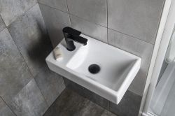 MINOS Umywalka ceramiczna 45x26 cm, lewa
