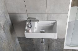 MINOS Umywalka ceramiczna 40x22 cm, lewa