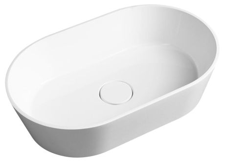 Przejdź do produktu GERANO umywalka kompozytowa nablatowa z pokrywą odpływu 60x38cm, biały