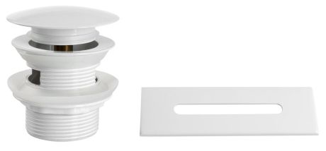 Przejdź do produktu SET maskownica przelewu, odpływ wannowy 6/4", klik-klak, biały połysk