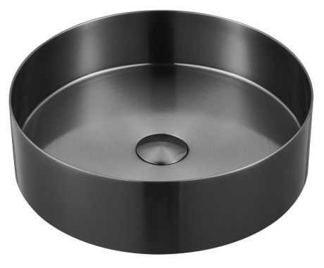 Przejdź do produktu AURUM umywalka ze stali nierdzewnej, średnica 38cm, z korkiem, gun metal