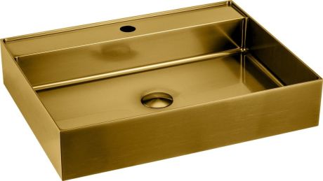 Przejdź do produktu AURUM umywalka ze stali nierdzewnej 55x42cm, z korkiem, złoto mat