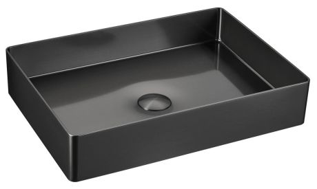 Przejdź do produktu AURUM umywalka ze stali nierdzewnej 50x35cm, z korkiem, gun metal