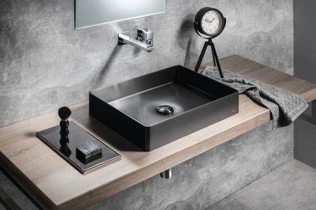 Przejdź do produktu AURUM umywalka ze stali nierdzewnej 50x35cm, z korkiem, gun metal