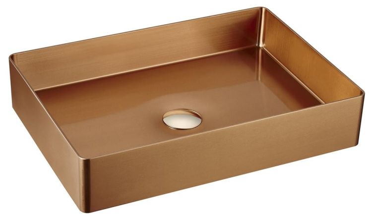AURUM umywalka ze stali nierdzewnej 50x35 cm, z korkiem, miedź mat