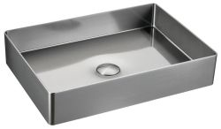 AURUM umywalka ze stali nierdzewnej 50x35 cm, z korkiem, stal nierdzewna szczotkowana