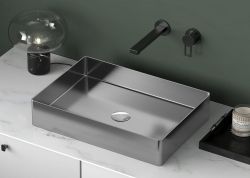 AURUM umywalka ze stali nierdzewnej 50x35 cm, z korkiem, stal nierdzewna szczotkowana