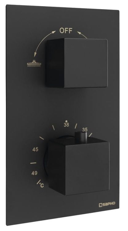 LATUS bateria podtynkowa termostatyczna, 2 wyjścia, box podtynkowy, czarny