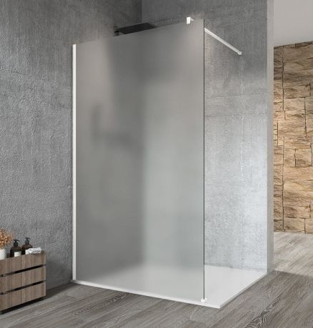 Przejdź do produktu VARIO WHITE jednoczęściowa kabina przysznicowa Walk-In, montaż przy ścianie, szkło matowe, 1000 mm