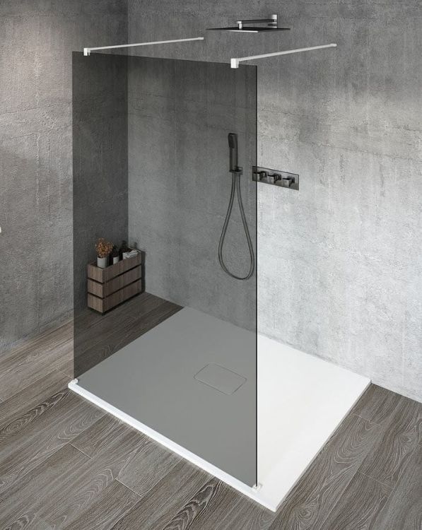 VARIO WHITE jednoczęściowa kabina przysznicowa Walk-In, szkło dymione, 1300 mm