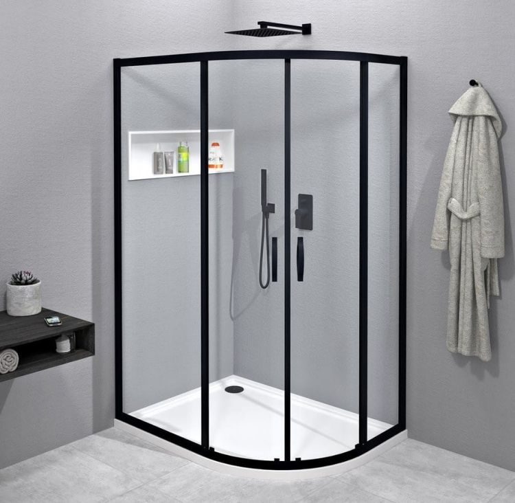 SIGMA SIMPLY BLACK kabina prysznicowa półokrągła 1200x900mm, R550, szkło czyste