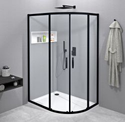SIGMA SIMPLY BLACK kabina prysznicowa półokrągła 1000x800mm, R550, szkło czyste