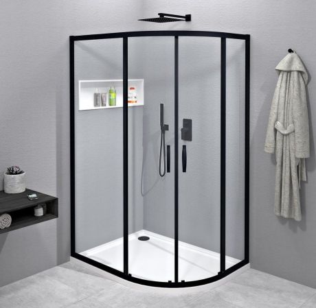 Przejdź do produktu SIGMA SIMPLY BLACK kabina prysznicowa półokrągła 1000x800mm, R550, L/R, szkło czyste