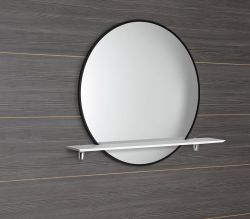 SHARON lustro z oświetleniem LED Ø 80cm, półką, czarny mat