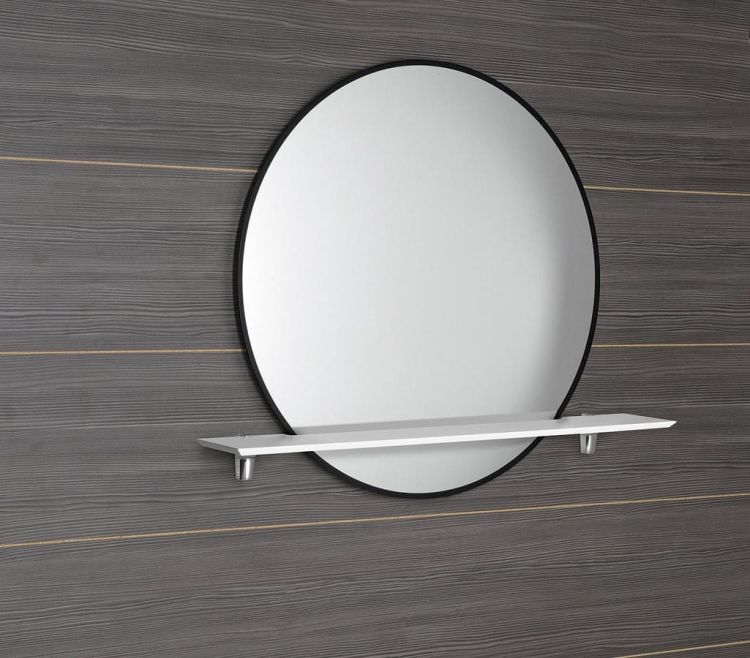 SHARON lustro z oświetleniem LED Ø 80cm, półką, czarny mat