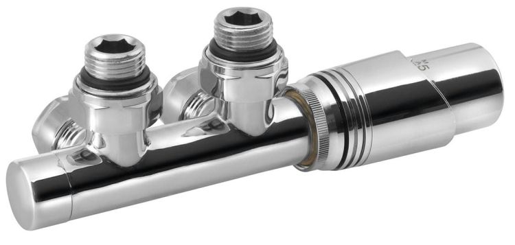 WICHER zestaw przyłączeniowy zespolony z termostatem, rozstaw 50mm, chrom