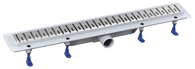 KLAVER odpływ liniowy z rusztem ze stali nierdzewnej, superflow, DN50, 810x122x65 mm