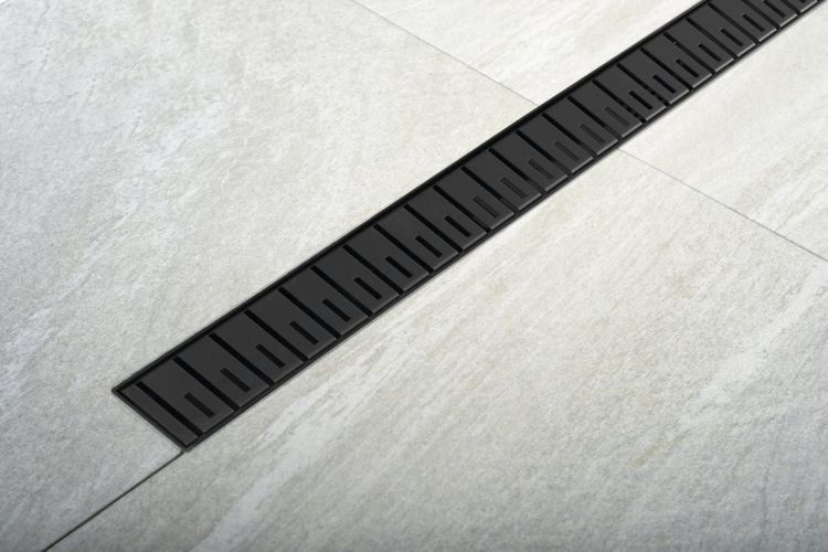 KLAVER BLACK odpływ liniowy z rusztem ze stali nierdzewnej, superflow, DN50, 810x122x65 mm