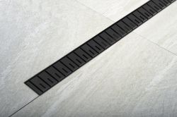 KLAVER BLACK odpływ liniowy z rusztem ze stali nierdzewnej, superflow, DN50, 910x122x65 mm