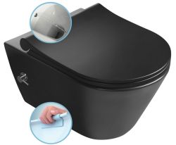 AVVA WC wiszące Rimless ze zintegrowana baterią i prysznicem bidetowym, 35,5x53 cm, czarny mat