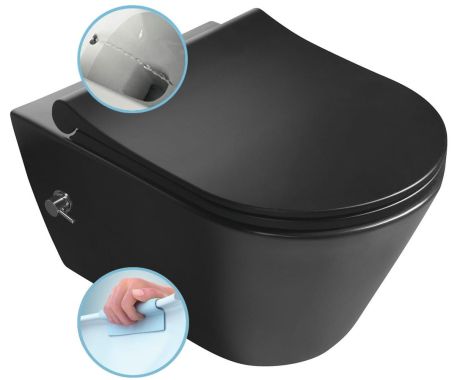 Przejdź do produktu AVVA CLEANWASH WC wiszące, ze zintegrowana baterią i prysznicem bidetowym, Rimless, 35,5x53cm, czarny mat