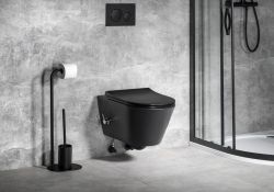 AVVA WC wiszące Rimless ze zintegrowana baterią i prysznicem bidetowym, 35,5x53 cm, czarny mat