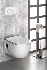 BRILLA WC wiszące Rimless, ze stelażem podtynkowym i przyciskiem Schwab, biały