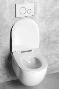 BRILLA WC wiszące Rimless, ze stelażem podtynkowym i przyciskiem Schwab, biały