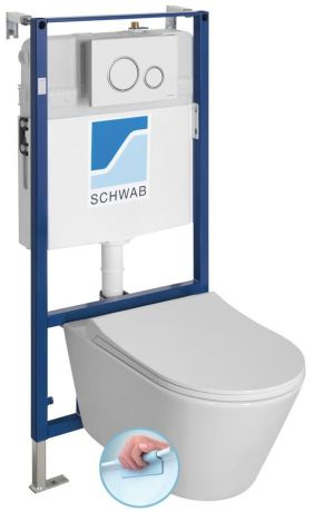 Przejdź do produktu AVVA WC wiszące Rimless ze stelażem podtynkowym i przyciskiem Schwab, biały