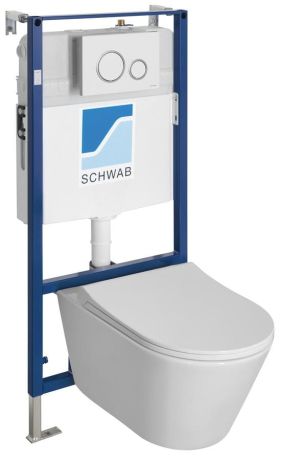 Przejdź do produktu AVVA WC wiszące Rimless ze stelażem podtynkowym i przyciskiem Schwab, biały