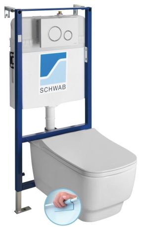 Przejdź do produktu BELLO WC wiszące ze stelażem podtynkowym i przyciskiem Schwab, biały