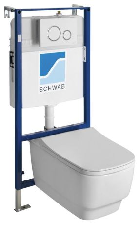 Przejdź do produktu BELLO WC wiszące ze stelażem podtynkowym i przyciskiem Schwab, biały