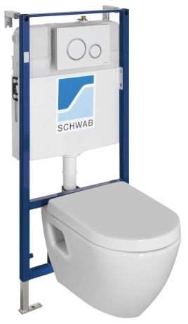 Przejdź do produktu NERA WC wiszące ze stelażem podtynkowym i przyciskiem Schwab, biały