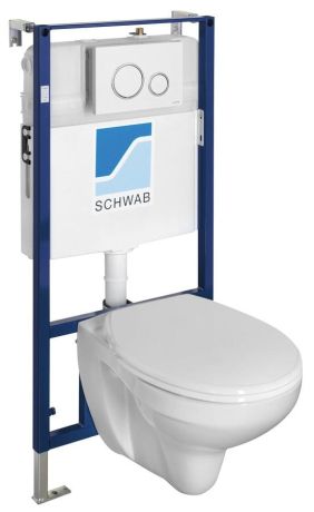 Przejdź do produktu TAURUS WC wiszące Rimless ze stelażem podtynkowym i przyciskiem Schwab, biały