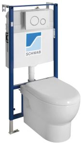 ABSOLUTE WC wiszące Rimless, ze stelażem podtynkowym i przyciskiem, biały