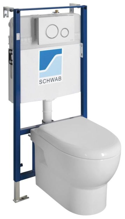 ABSOLUTE WC wiszące Rimless, ze stelażem podtynkowym i przyciskiem, biały